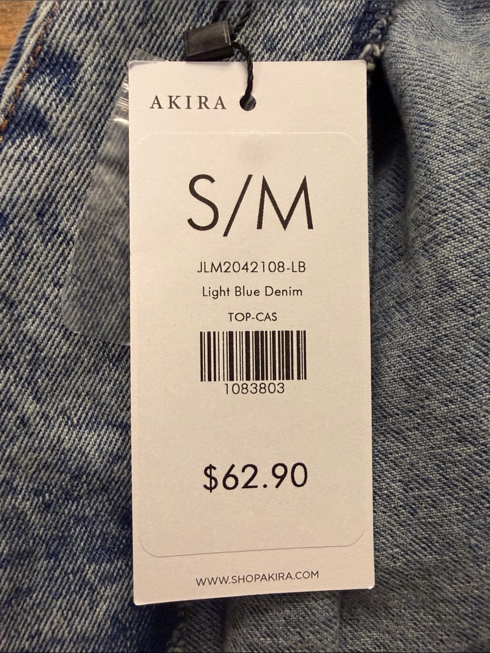 AKIRA Light Wash Denim Bow Blouse - Picture 3 of 3